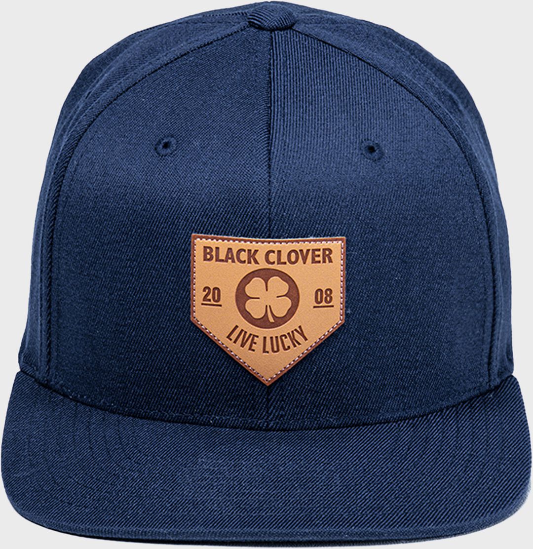 Rawlings Black Clover Leather Patch Flat Bill Hat